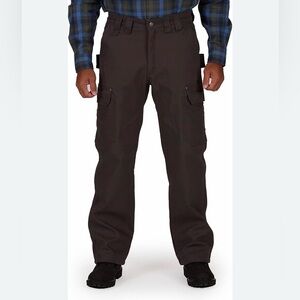 Smith’s Workwear Fleece Lined Canvas Cargo Brown Work Pants Size 34x30